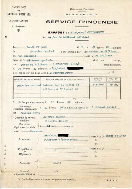 Rapport d'intervention, 1928 [1I4/1]