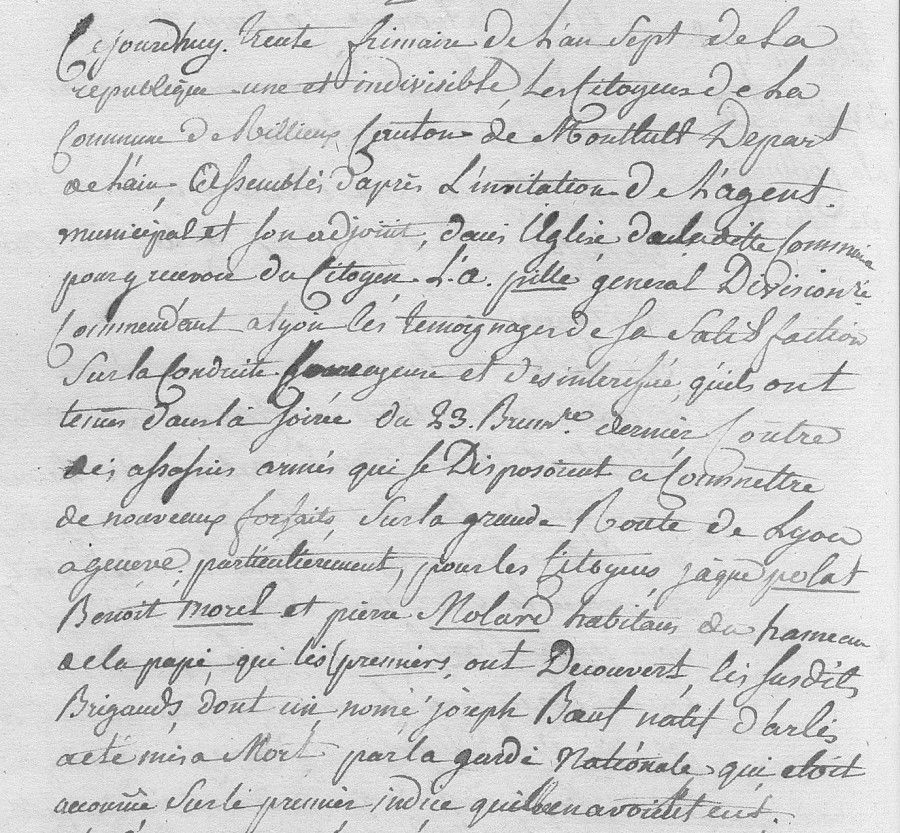 Délibération du 30 Frimaire An IV (20 décembre 1798)