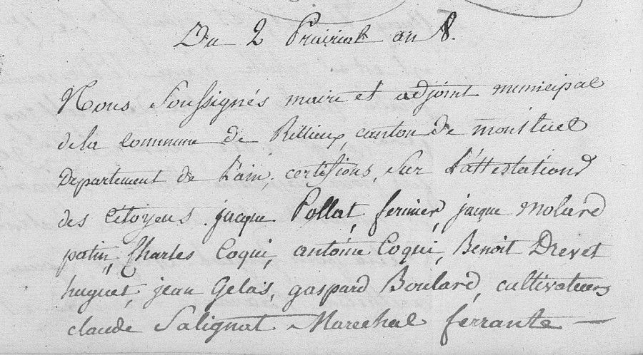 Délibération du 2 Prairial An VIII (22 mai 1800)