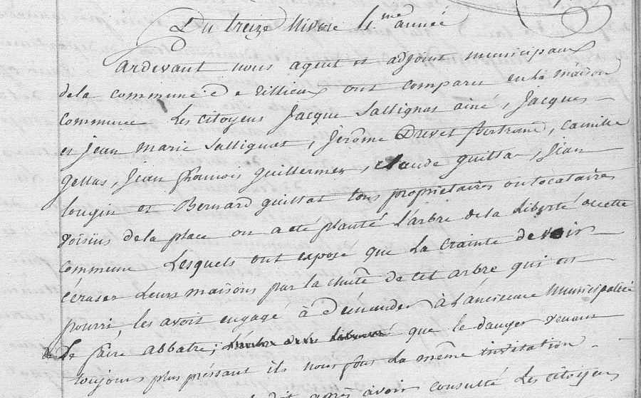 Délibération du 13 Nivôse An IV (3 janvier 1796)