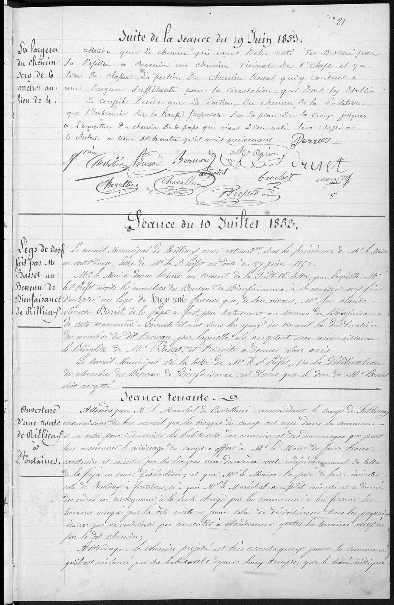 Délibération du Conseil municipal, séance du 10 juillet 1853 - DD5/1