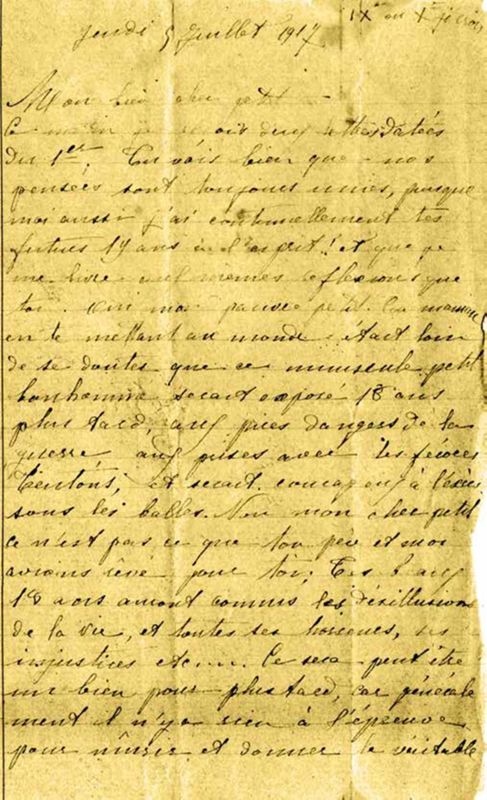 Lettre d'une mère à son fils Gaston, le 05 juillet 1917.