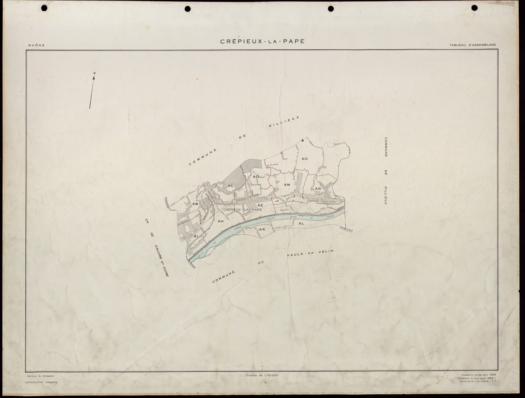 Tableau d'assemblage du plan cadastral de Crépieux-la-Pape