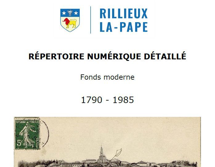 Inventaire du fonds moderne 1790-1987