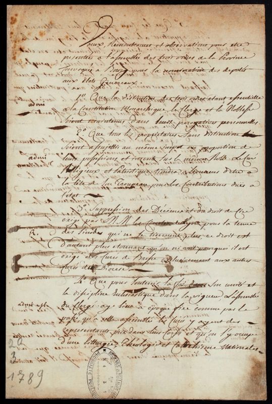 AA1 - Cahier de doléances 1789