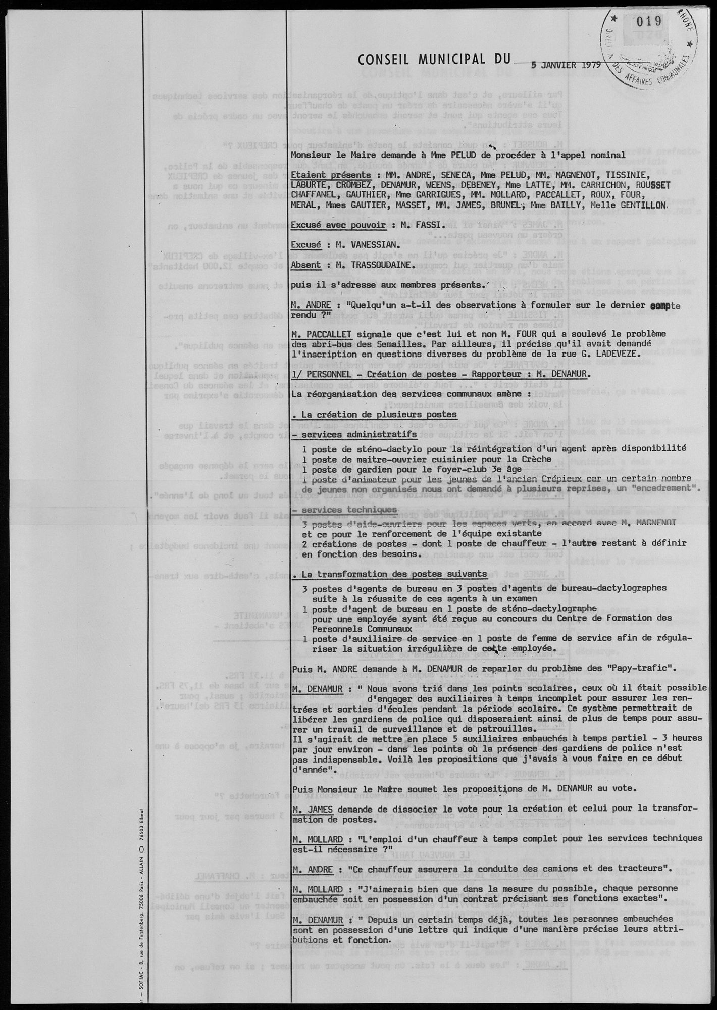 1D - Registre des délibérations du conseil municipal 1979