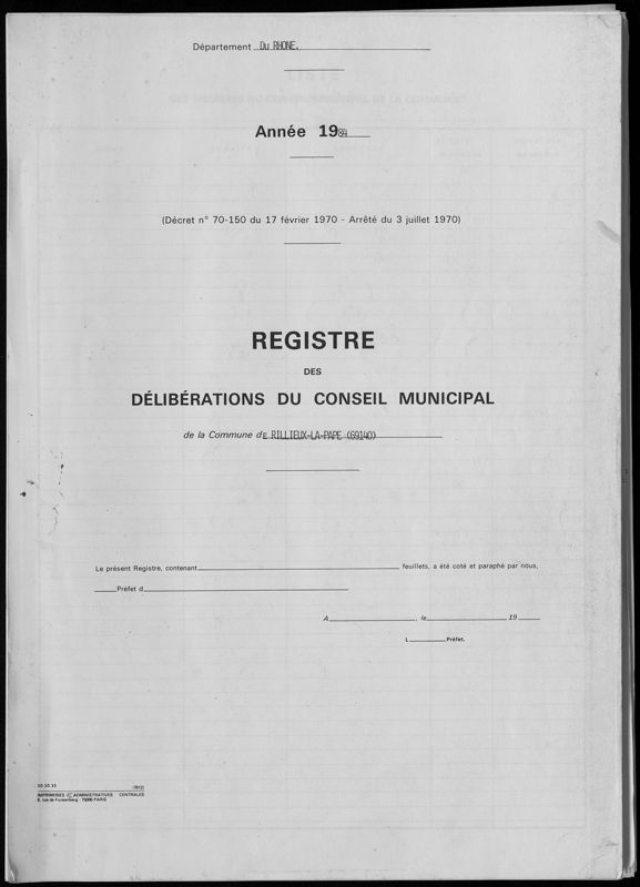 3W87 - Registre des délibérations du conseil municipal 1984