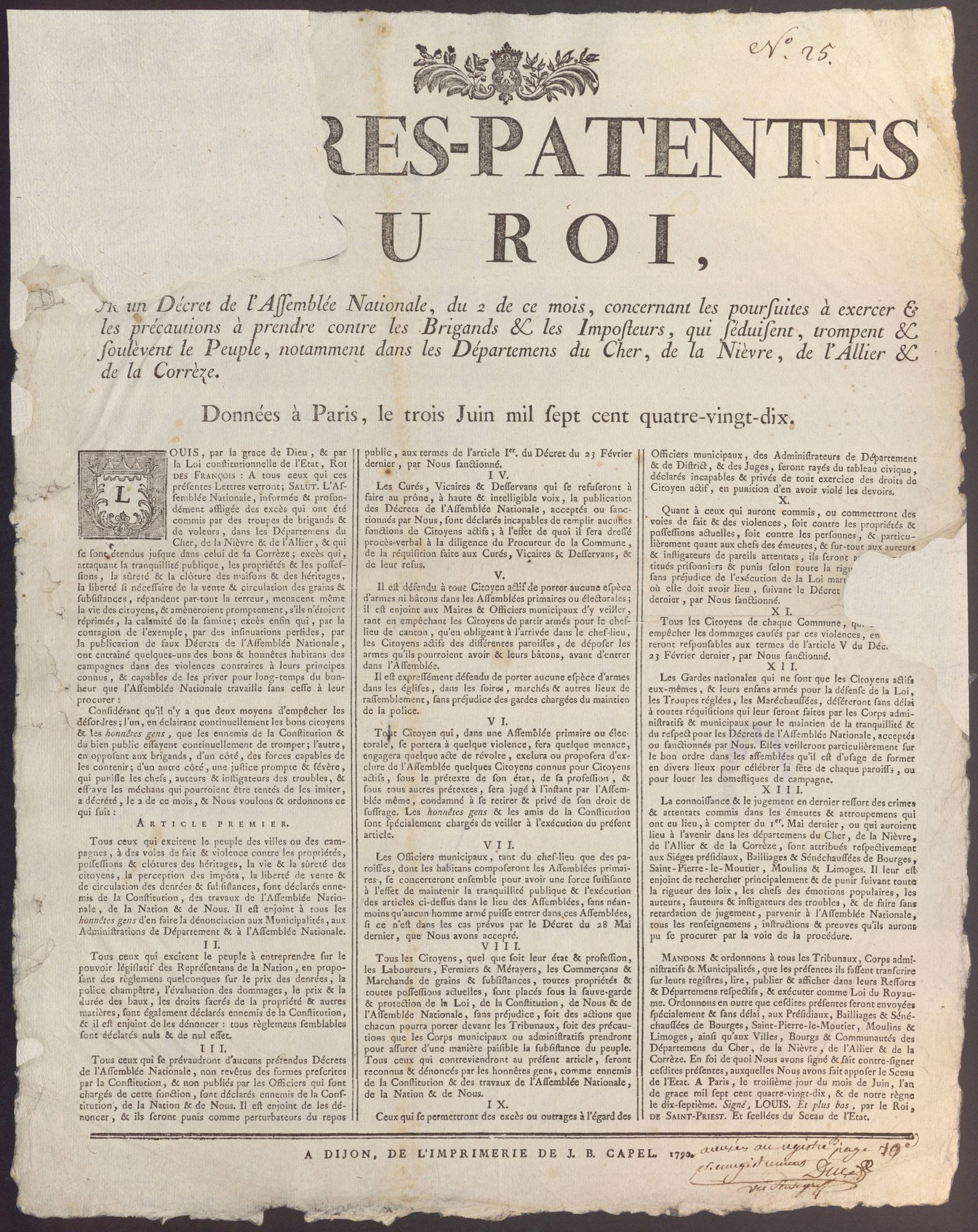Lettres-patentes du Roi concernant les Assemblées électorales, 28 mai 1790